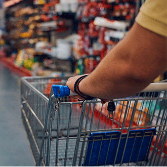 Someone pushing a shopping cart 